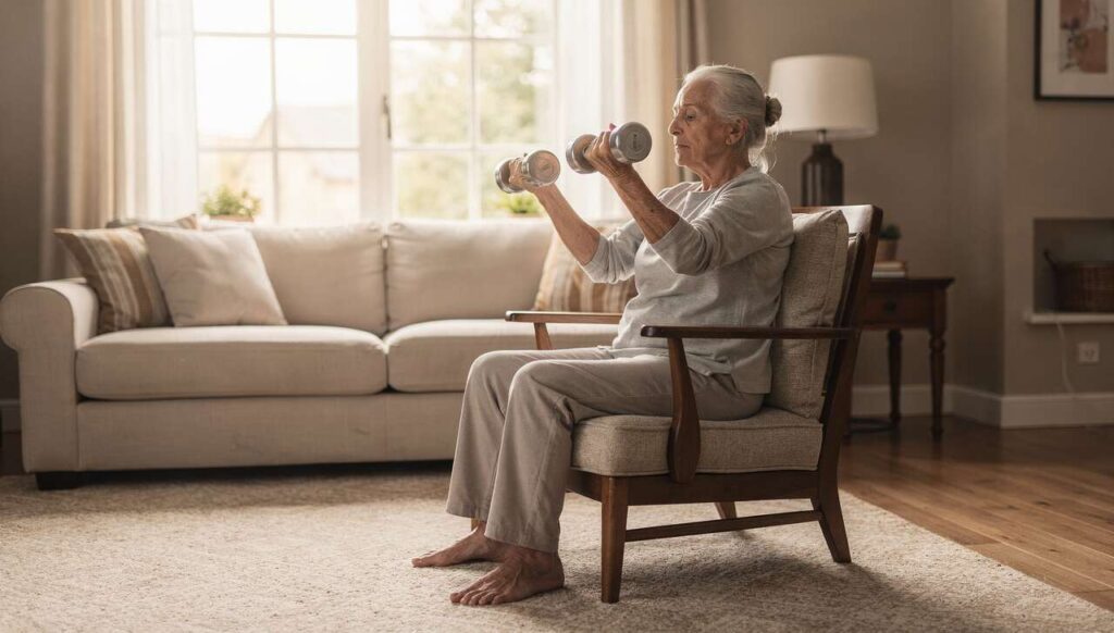 Grasso addominale dopo i 65 anni: 5 esercizi sulla sedia più efficaci dei classici addominali